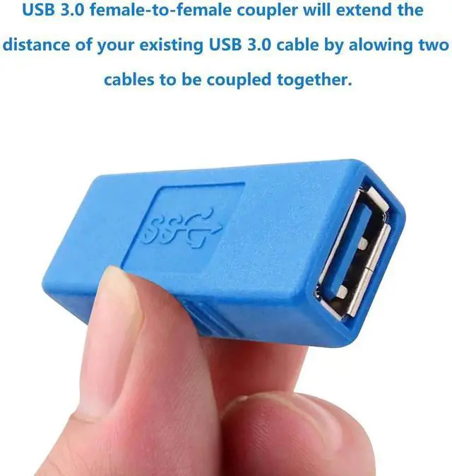 Alt view image 5 of 6 - USB 3.0 Connector Female to Female Adapter USB 3.0 Coupler Adapter Converter Bridge Extension Coupler (Pack of 3, Blue)