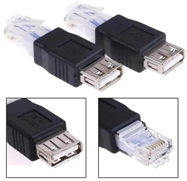 Alt view image 7 of 7 - 2 Pack Ethernet to USB Adapter, USB to Ethernet Adapter, RJ45 Ethernet Male to USB Female Converter, USB to RJ45 Connector for ADSL Modem, Router, Camera with Network Function