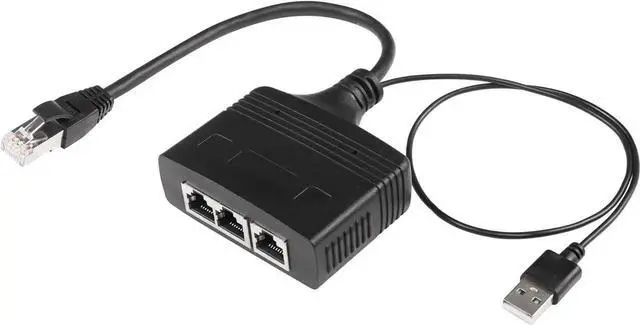 Main image of RJ45 Network Splitter Adapter, Ethernet Cable Splitter, 1 to 3 Internet Splitter 100Mbps High Speed LAN Network Splitter,3 Devices Share The Internet at The Same Time (Black Male 1 to 3)