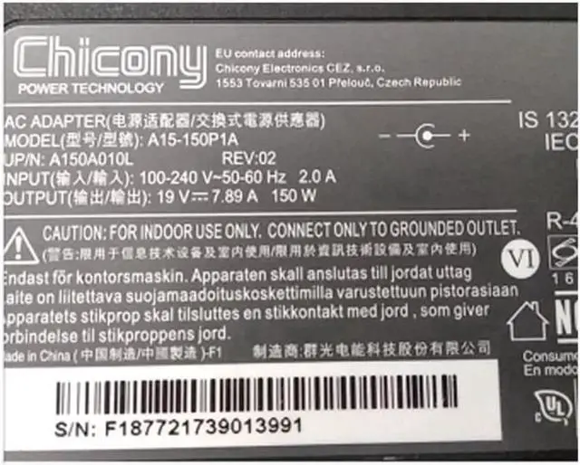 Alt view image 2 of 2 - Chicony A15-150P1A 19V 7.89A 150W A150A010L AC Adapter For CLEVO W650KK1 P955EP6 P950HP6 Laptop Power Supply Charger