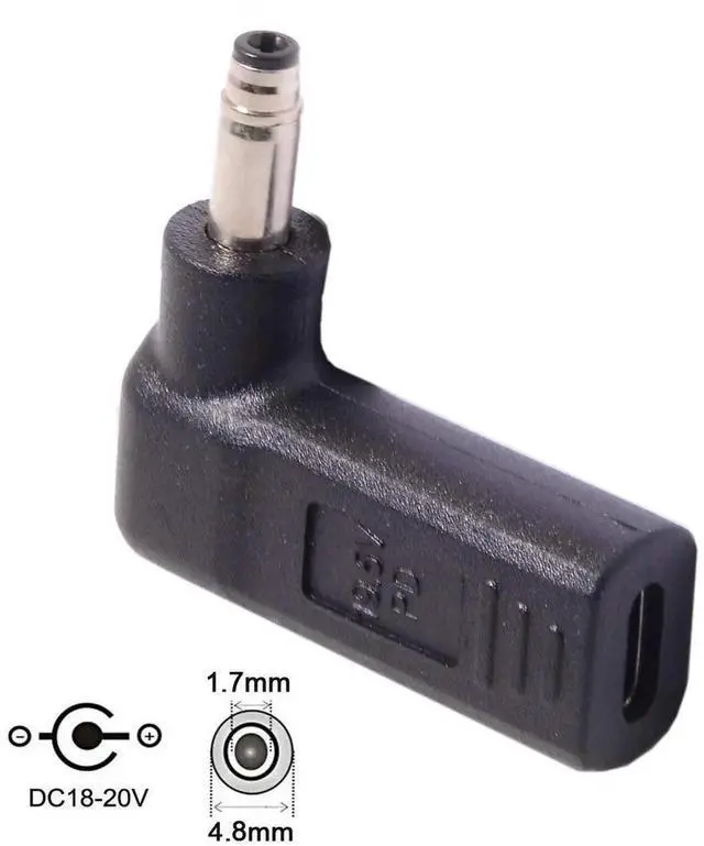 Alt view image 7 of 7 - USB 3.1 Type C USB-C to PD Emulator Trigger 90 Degree Angled Adapter (4.8x1.7mm Blue)