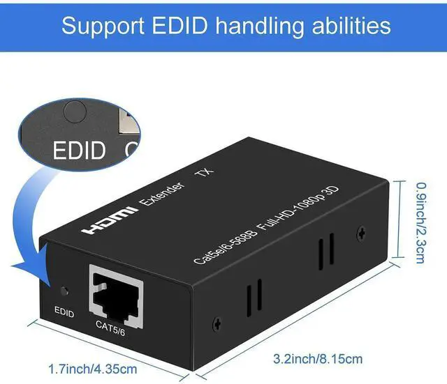 Alt view image 4 of 6 - HDMI Extender 196ft HDMI Over Single Cat5E/6/7 HDMI Repeater HDMI Balun Sender Transmitter Receiver Support 1080p 3D HDMI 1.4a HDCP EDID