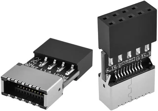 Main image of USB 2.0 to USB 3.2 Gen 1 Header Adapter, Mainboard 9 Pin Male to USB 3.1 Type-E (A-Key) Female Converter for Extending USB C Ports on Front Panel of PC (2 Pack)