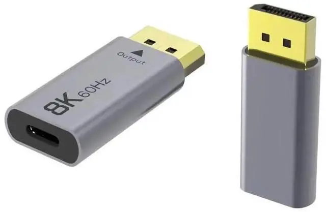 Alt view image 4 of 4 - USB-C to DisplayPort 8K Adapter - 1008P HD for MacBook Pro, Mac Air, Chromebook Pixel (Silver)