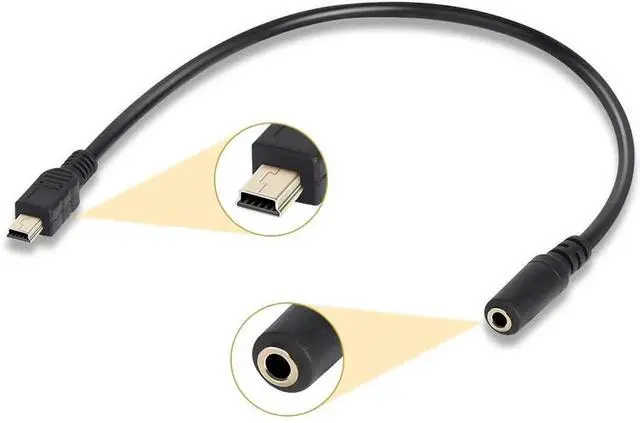 Alt view image 4 of 7 - 3.5mm Female to 5 Pin Mini USB Male Microphone Adapter Cable