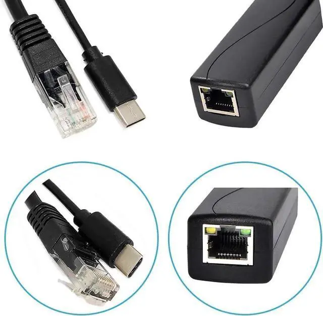 Alt view image 7 of 7 - Type C PoE Splitter 5V 3A, IEEE 802.3af Standard, 10/100Mbps Type C Power Over Ethernet Splitter with RJ45 Port and TYPEC Port