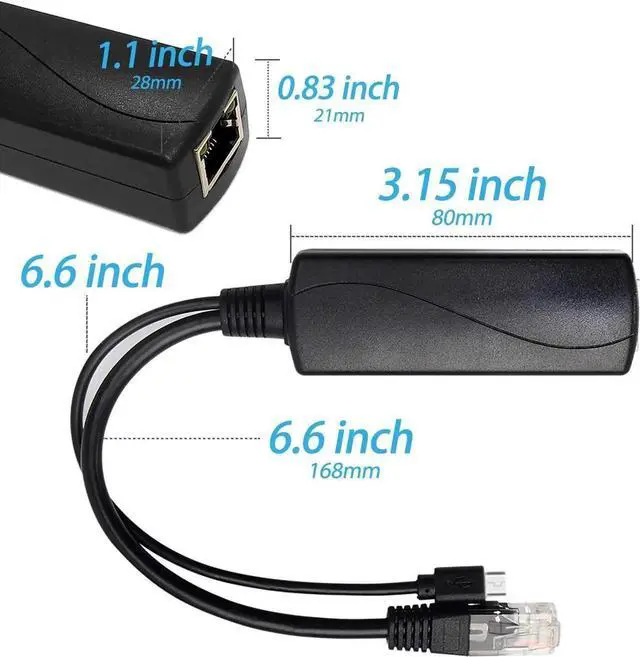 Alt view image 4 of 7 - Type C PoE Splitter 5V 3A, IEEE 802.3af Standard, 10/100Mbps Type C Power Over Ethernet Splitter with RJ45 Port and TYPEC Port