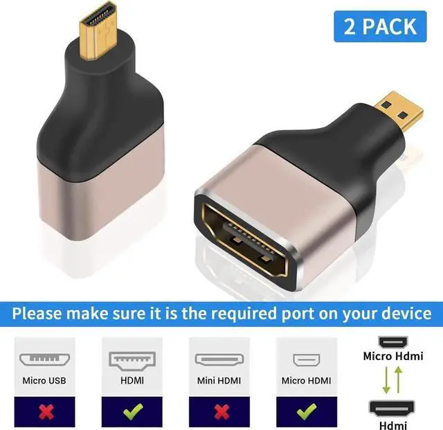 Alt view image 6 of 7 - 8k Micro HDMI to HDMI Adapter 48Gbps, Micro HDMI Adapter 2.1 Version,Supports 8K@60Hz for Camera, Laptop, UltraHD, 3D (2 Pack)