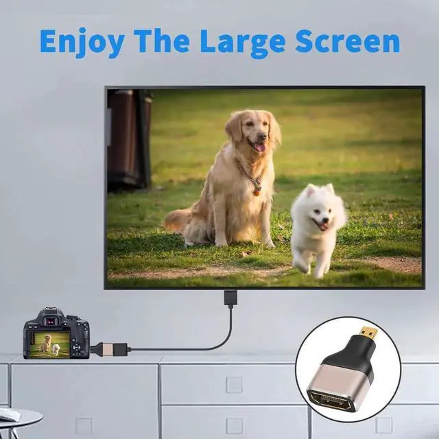 Alt view image 2 of 7 - 8k Micro HDMI to HDMI Adapter 48Gbps, Micro HDMI Adapter 2.1 Version,Supports 8K@60Hz for Camera, Laptop, UltraHD, 3D (2 Pack)