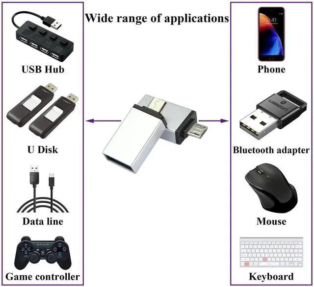 Alt view image 6 of 7 - 2-Pack OTG Micro to USB Adapter, Aluminum Alloy, Silver