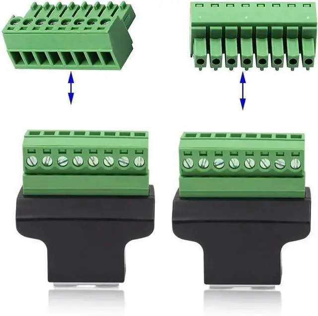 Alt view image 4 of 5 - RJ45 Breakout, RJ45 Screw Terminal Adaptor Connector, 2-Pack 8p8c Female Jack to 8 Pin Screw Terminal Connector for Cat7 Cat6 Cat5 Cat5e Ethernet Extender CCTV Digital DVR Network Adapter