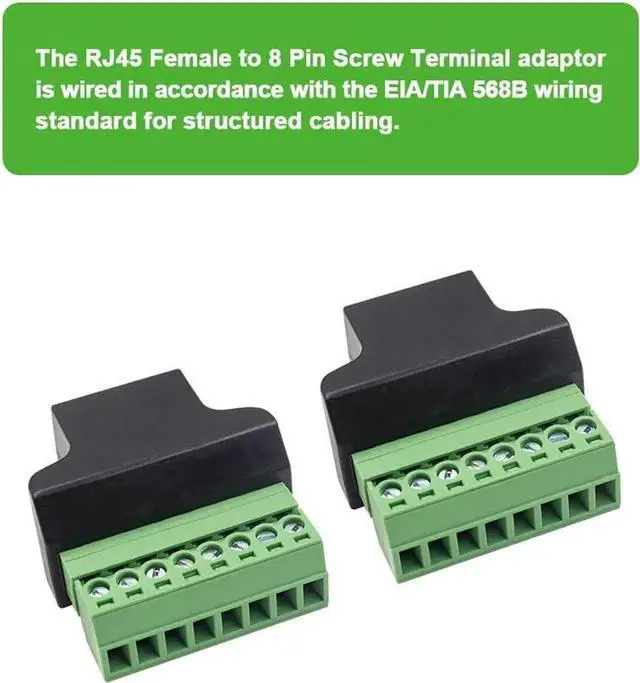 Alt view image 2 of 5 - RJ45 Breakout, RJ45 Screw Terminal Adaptor Connector, 2-Pack 8p8c Female Jack to 8 Pin Screw Terminal Connector for Cat7 Cat6 Cat5 Cat5e Ethernet Extender CCTV Digital DVR Network Adapter