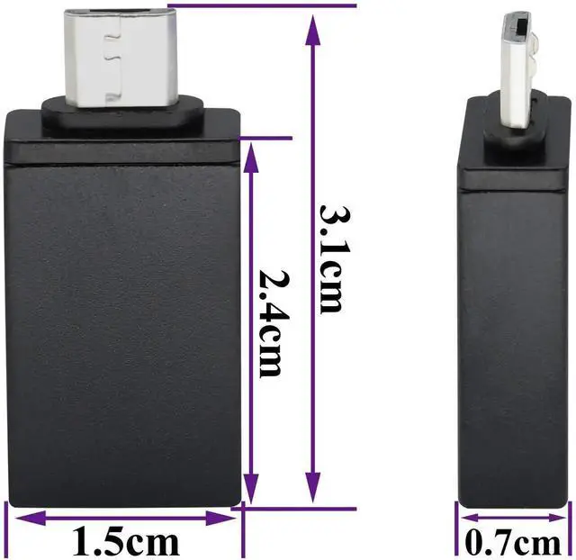 Alt view image 7 of 7 - OTG Micro to USB Adapter, Aluminum Alloy Micro USB Male to USB 2.0 A Female OTG (On The Go) Adapter for Android Smartphone Tablets More USB and Micro Devices (2 Pack-Black)