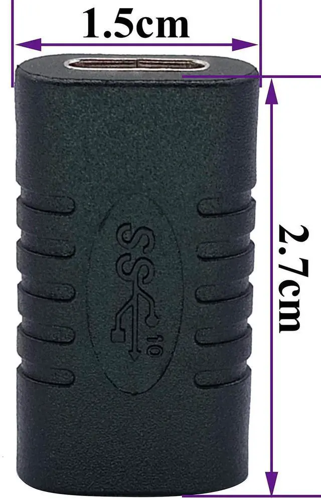 Alt view image 4 of 7 - Type C USB Adapter, Gen 2 (10Gbps) 3A USB-C 3.1 Type C USB Female to Female Extension Adapter Supports Charging, Data, Audio, Video Adapter for Laptop, Phone,MacBook USB C HUB (2Pack-F/F)