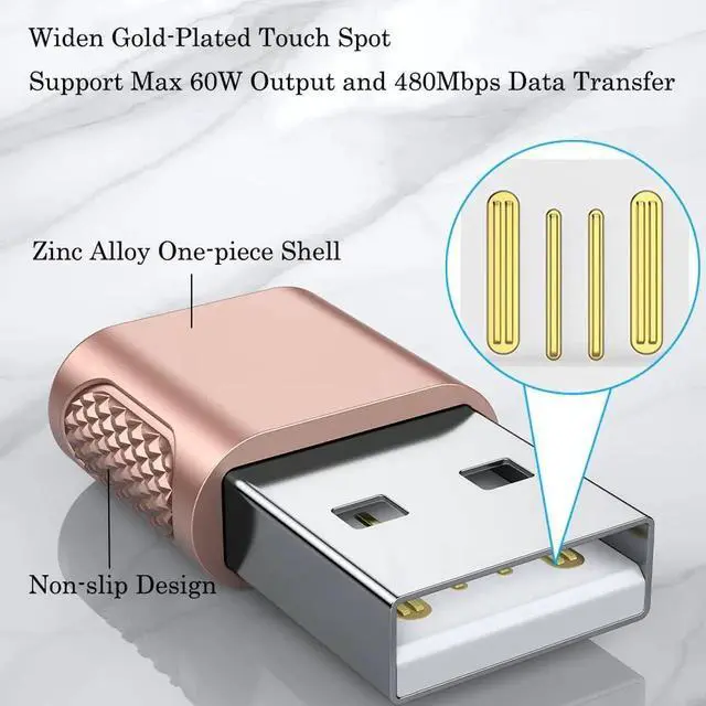 Alt view image 5 of 7 - USB C Female to USB Male Adapter 2 Pack, USB Type C Cable to USB A Charger Converter for Apple Watch Ultra SE Series 8 7, iPhone 14 13 12 11 Pro Max Plus, AirPods, iPad and More - Rose Gold