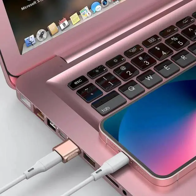 Alt view image 6 of 7 - USB C Female to USB Male Adapter 2 Pack, USB Type C Cable to USB A Charger Converter for Apple Watch Ultra SE Series 8 7, iPhone 14 13 12 11 Pro Max Plus, AirPods, iPad and More - Rose Gold