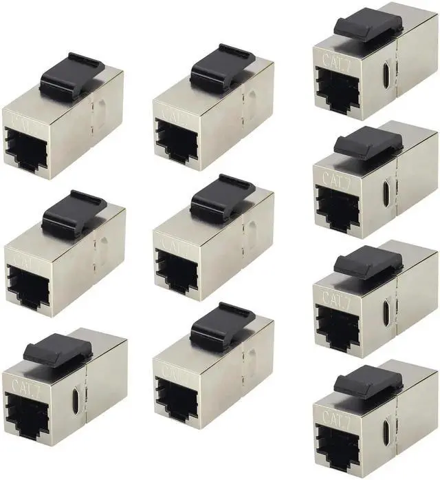 Main image of CAT7 Ethernet Panel Coupler RJ45 Keystone Female Coupler Shielded High-Speed Ethernet Wiring Board Connection,for Computers,Monitor Compatible with CAT7/Cat6/Cat5 Plug-in Cables.(10Pack/CAT7)