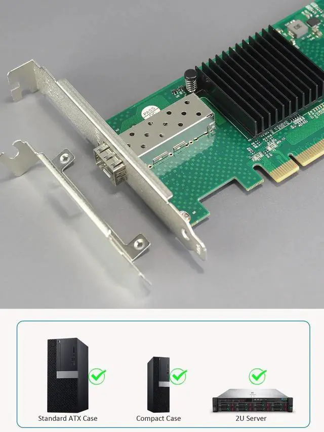 Alt view image 2 of 7 - ST7315 1-Port 10Gb SFP+ Ethernet Network Card with Intel 82599EN Controller, PCIE 2.0 X4 Interface, Support Windows 11/10/Windows Server/Linux/ESX/VMware ESXi(Not Support Mac OS)