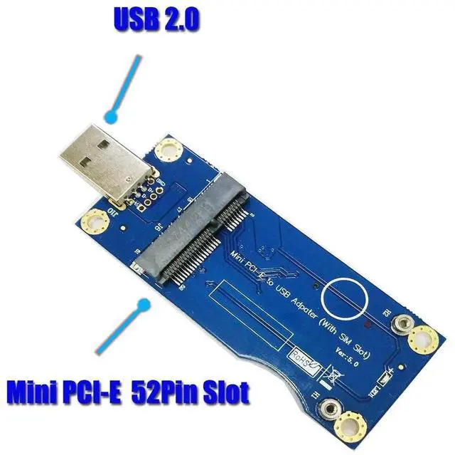 Main image of Mini PCI-E to USB Adapter with SIM Card Slot for WWAN/LTE Module (Industrial-Grade)