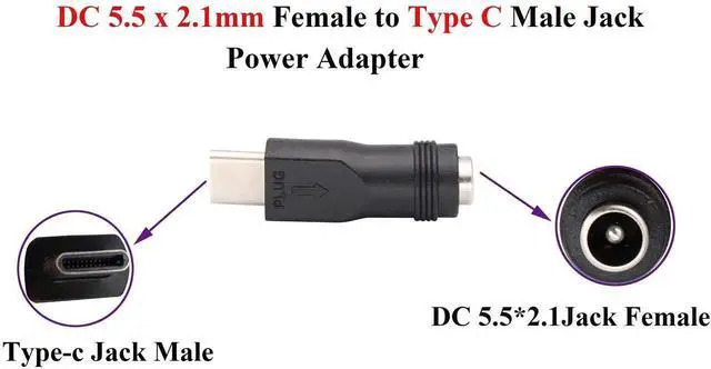 Alt view image 5 of 6 - Type C Power Adapter - 2Pack DC 5.5x2.1mm Female Connector for Type C USB Charging Device