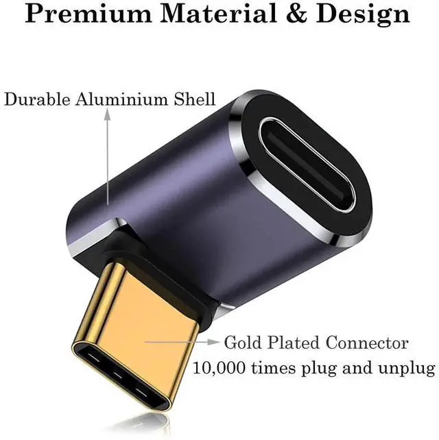 Alt view image 6 of 7 - 90 Degree Right Angle USB C Male to USB C Female Adapter, Up and Down USB Type C Adapter Extender for Steam Deck, ROG Ally, Switch, Notebook, PC, Tablet, Phone and More - 2 Pack