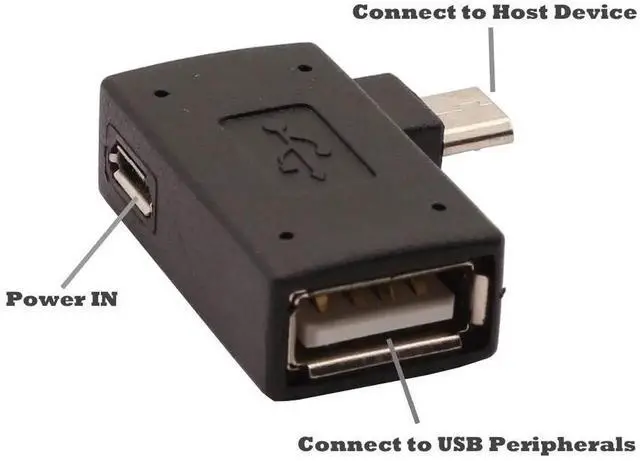Alt view image 3 of 4 - 2-in-1 Powered Micro USB OTG Adapter 90 Degree Left Angled for PlayStaion Classic, Raspberry Pi Zero, Chromecast and TiVo Stream 4K - 2 Pack