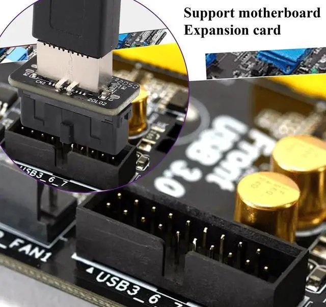 Alt view image 6 of 7 - Pack USB 3.0 19 Pin Header to USB 3.1 Type-E 20 Pin Header Front Panel Adapter USB 3.0 19 Pin Female to 20 pin Type E 3.1 Female Front Panel Header Connector for Computer Motherboard (19Pin)