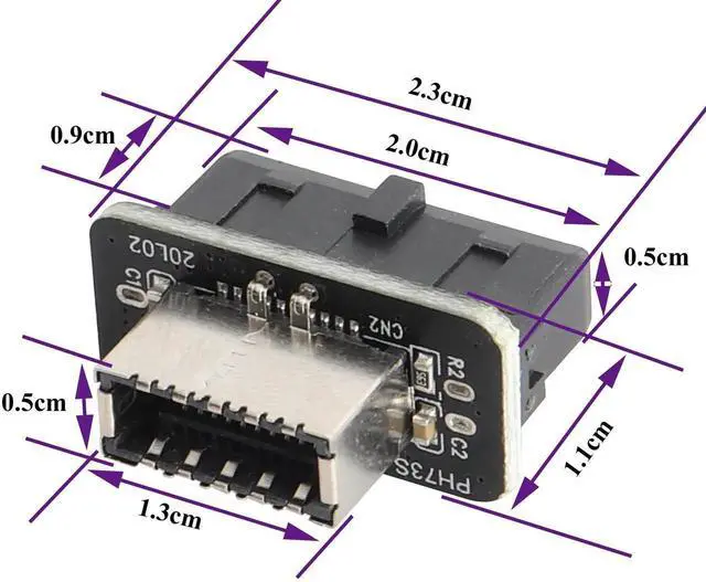 Alt view image 7 of 7 - Pack USB 3.0 19 Pin Header to USB 3.1 Type-E 20 Pin Header Front Panel Adapter USB 3.0 19 Pin Female to 20 pin Type E 3.1 Female Front Panel Header Connector for Computer Motherboard (19Pin)