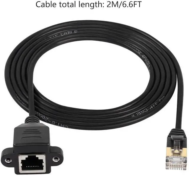 Alt view image 2 of 6 - Cat8 LAN Cable, RJ45 Male to Female Shielded Ethernet Network Connector Screw Panel Mount Extension Cable for Router Modem TV PC Computer Laptop (M/F 2M/6.56FT)