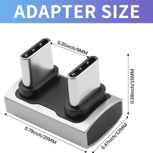 Alt view image 6 of 6 - 180 Degree USB C to USB C Adapter 240W PD, 40Gbps Data & 8K Video, U Shape Type C Male to Male Adapter for Thunderbolt 4/3,Switch, Laptop, Tablet, Phone 1Pack