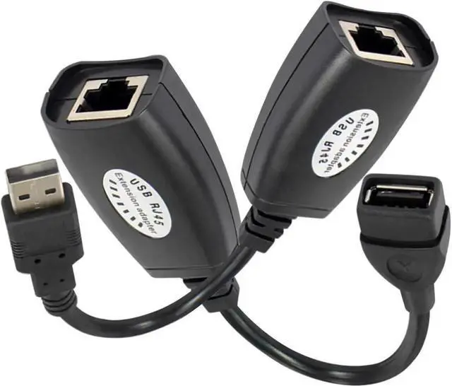 Main image of USB to RJ45 Extension Adapter Over RJ45 Ethernet LAN Splitter Cable USB 2.0 Extender Over Cat5/Cat5e/Cat6 Cable Connector Adapter up to 150ft 1 Pair
