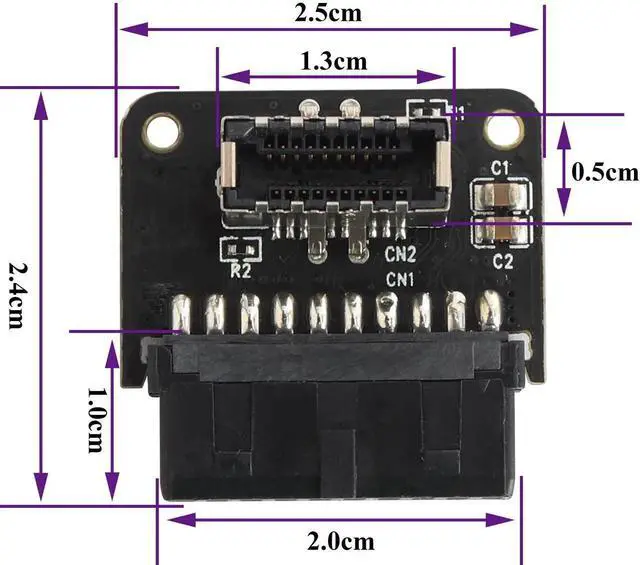 Alt view image 5 of 7 - 1Pack 90 Degree Type E 3.1 to USB 3.0 19Pin Header Adapter Up 90 Degree USB3.1 Female Front Panel Header to USB 3.0 19Pin Female Header Extension Adapter for Computer Motherboard.(19Pin/UP)