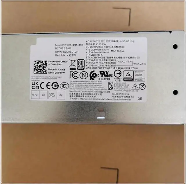 Alt view image 2 of 3 - PSU For 3080 7080 6Pin 200W Power Supply H200EPS-01 52C25P H200EBS-01 AC200EBS-01 KMJP5 L200EBS-01 K92TW R4T90 5TVM