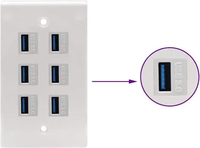 Alt view image 5 of 7 - USB 3.0 A Keystone Adapter Female to Female USB 3.0 A Keystone Jack Insert Socket Coupler Adapter for Wall Plate Outlet Panel (White/5 Pack)