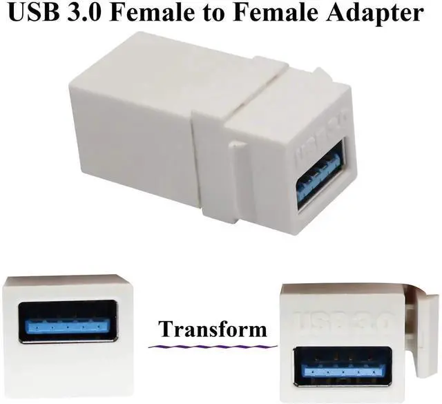 Alt view image 3 of 7 - USB 3.0 A Keystone Adapter Female to Female USB 3.0 A Keystone Jack Insert Socket Coupler Adapter for Wall Plate Outlet Panel (White/5 Pack)