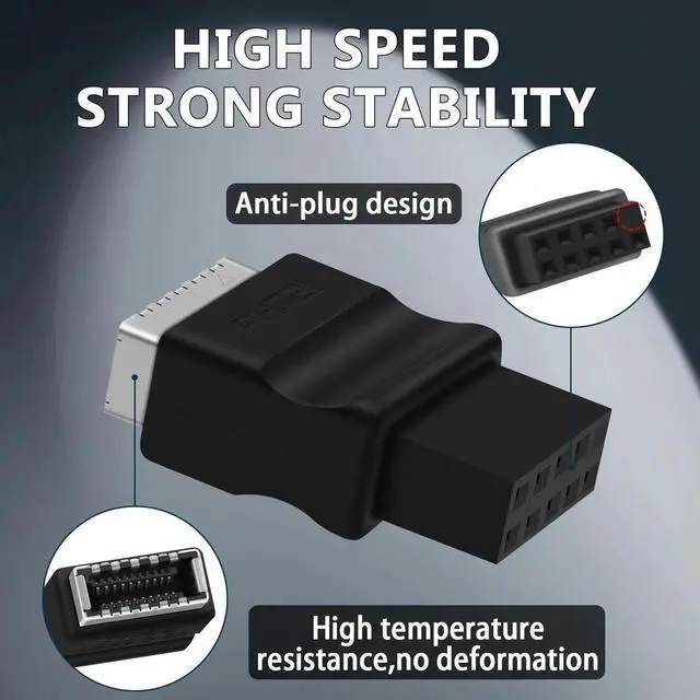 Alt view image 2 of 6 - USB 2.0 to USB 3.2 Gen 1 Header Extension Adapter for Mainboard with Type E Key-A Female Front Panel Socket to 9 Pin Header Internal Conversion Adapter Black