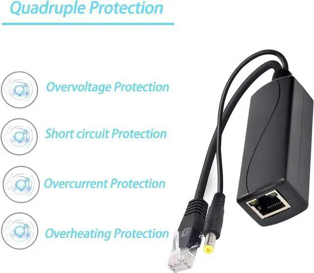 Alt view image 4 of 7 - Gigabit PoE Splitter 12V 1A Output, IEEE 802.3af Standard Compliant 10, 100, 1000Mbps Power Over Ethernet Splitter Adapter for Security Camera CCTV Surveillance 5.5x2.1mm DC Plug
