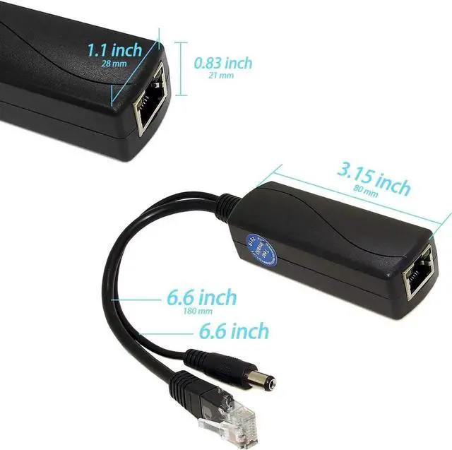 Alt view image 7 of 7 - Gigabit PoE Splitter 12V 1A Output, IEEE 802.3af Standard Compliant 10, 100, 1000Mbps Power Over Ethernet Splitter Adapter for Security Camera CCTV Surveillance 5.5x2.1mm DC Plug