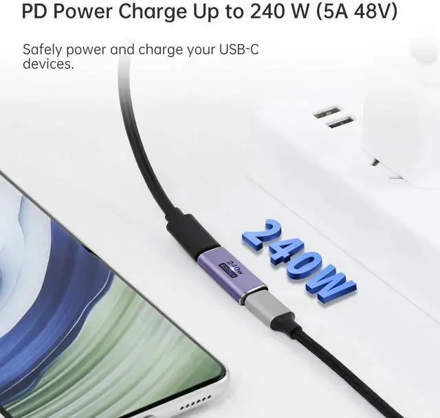 Alt view image 7 of 7 - 3 Pack Coupler 240W USB C to USB C Connector Female to Female Adapter 40Gbps Type C Extender Adapter Video Display for TV PC Laptop Tablet Phone and More Devices