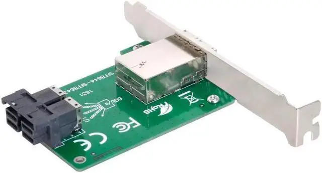 Main image of SFF-8644 Dual Ports Mini SAS HD to Internal SAS HD SFF-8643 PCBA Female Adapter With Low Profile Bracket