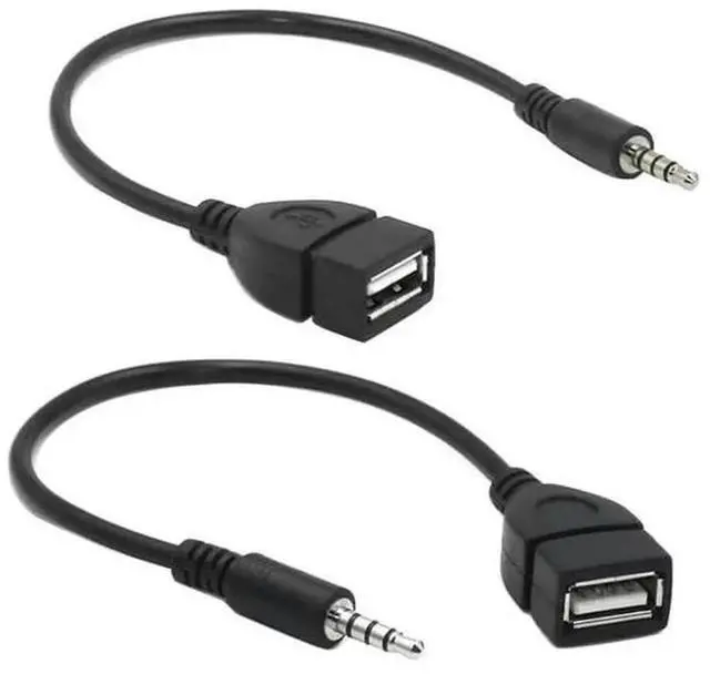 Main image of 2-Pack AUX to USB Adapter, 3.5mm Male Audio Jack to USB 2.0 Female Converter for Car Gold-Plated Anti-Interference Cable for Playing Music from U Disk