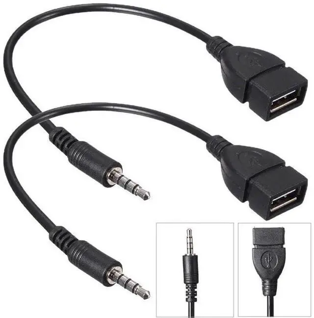 Alt view image 4 of 7 - 2-Pack AUX to USB Adapter, 3.5mm Male Audio Jack to USB 2.0 Female Converter for Car Gold-Plated Anti-Interference Cable for Playing Music from U Disk