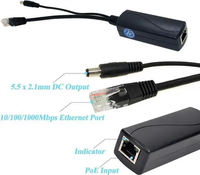 Alt view image 3 of 7 - Gigabit PoE Splitter 12V 2A Output with IEEE 802.3af/at Standard Compliant 10,100,1000Mbps Power Over Ethernet Splitter Adapter for Security Camera CCTV Surveillance 5.5x2.1mm DC Plug