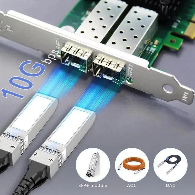 Alt view image 3 of 7 - ST7268 2-Port 10Gb SFP+ Ethernet Network Card with Intel 82599ES Controller, PCIE 2.0 X8 Interface, Support Windows 11/10/Windows Server/Linux/ESX/VMware ESXi(Not Support Mac OS)