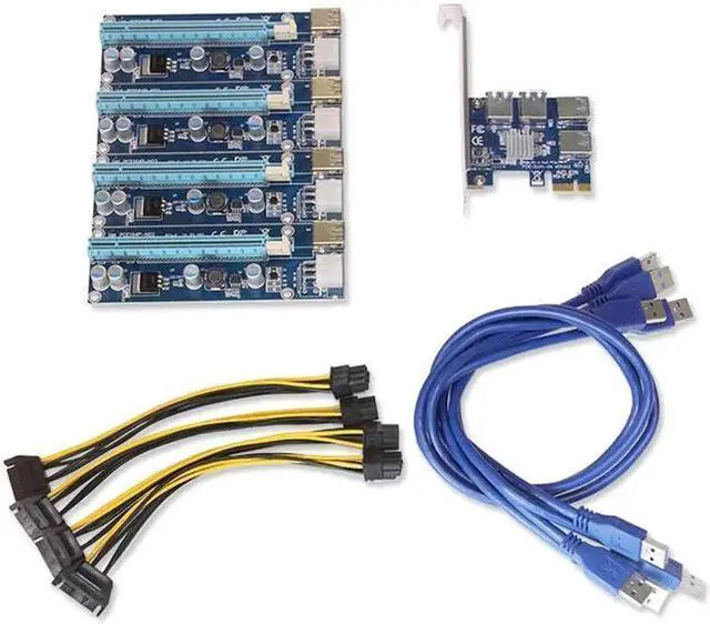 Alt view image 4 of 5 - PCI-E 1x to 4 ports pcie 16x Mining Machine Enhanced Extender Riser Card Adapter