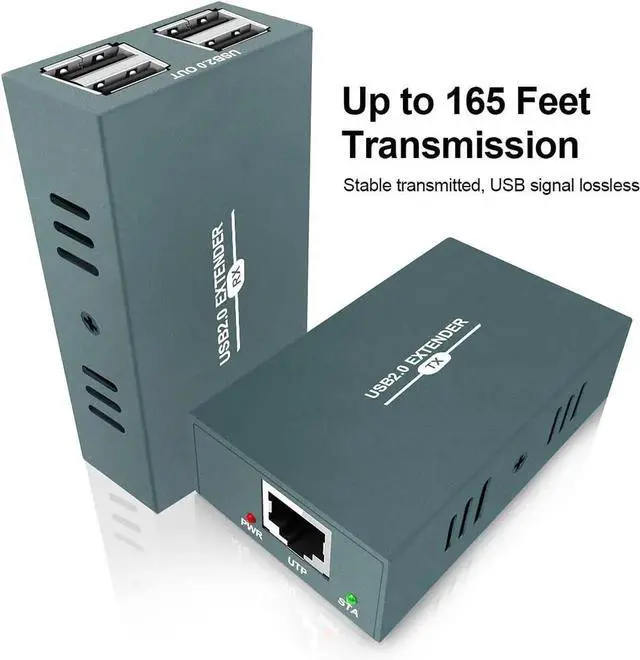 Alt view image 7 of 7 - USB Extender Over Ethernet RJ45 LAN Extension, with 4 USB 2.0 Ports, Transmit 50m/165ft Over Ethernet Cat5/5e/6/7, Support Power Over Cable, Play and Plug, No Driver Required
