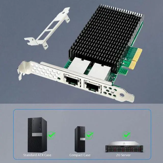 Alt view image 5 of 7 - ST7368 2-Port 10G RJ45 Ethernet Network Card with Intel X550 Controller, PCIE 3.0 X4 Interface, Support Windows 11/10/Windows Server/Linux/ESX/VMware ESXi(Not Support Mac OS)