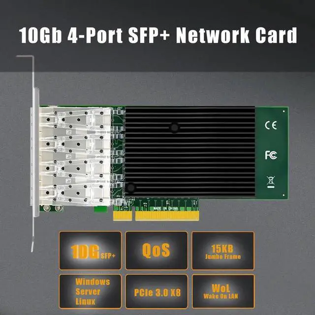 Alt view image 6 of 7 - ST7219 4-Port 10G SFP+ Ethernet Network Card with Intel X710-BM1 Controller, PCIE 3.0 X8 Interface, Support Windows 11/10/Windows Server/Linux/ESX/VMware ESXi(Not Support Mac OS)