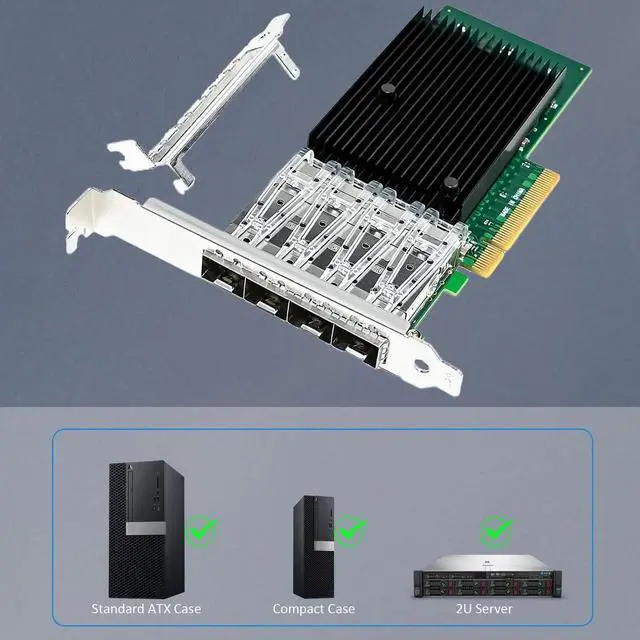Alt view image 4 of 7 - ST7219 4-Port 10G SFP+ Ethernet Network Card with Intel X710-BM1 Controller, PCIE 3.0 X8 Interface, Support Windows 11/10/Windows Server/Linux/ESX/VMware ESXi(Not Support Mac OS)