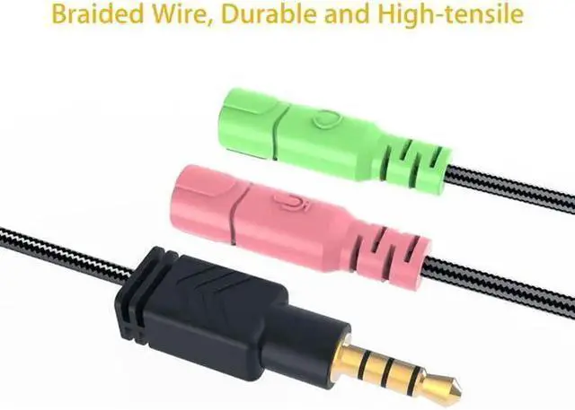 Alt view image 5 of 7 - Headphone Mic Splitter, 3.5mm Headset Adapter (Microphone + Audio) 2 TRS Female to TRRS Male CTIA Stereo Jack Y Cable Compatible for Dual-Plug Gaming Headset to PS4, Phone, Laptop, PC,0.6 Feet